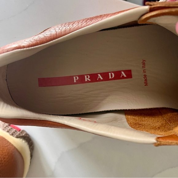 PRADA Men's Daino Calzature Donna Tan Leather Sneakers Size 9.5 (Authenticated) - Picture 10 of 16